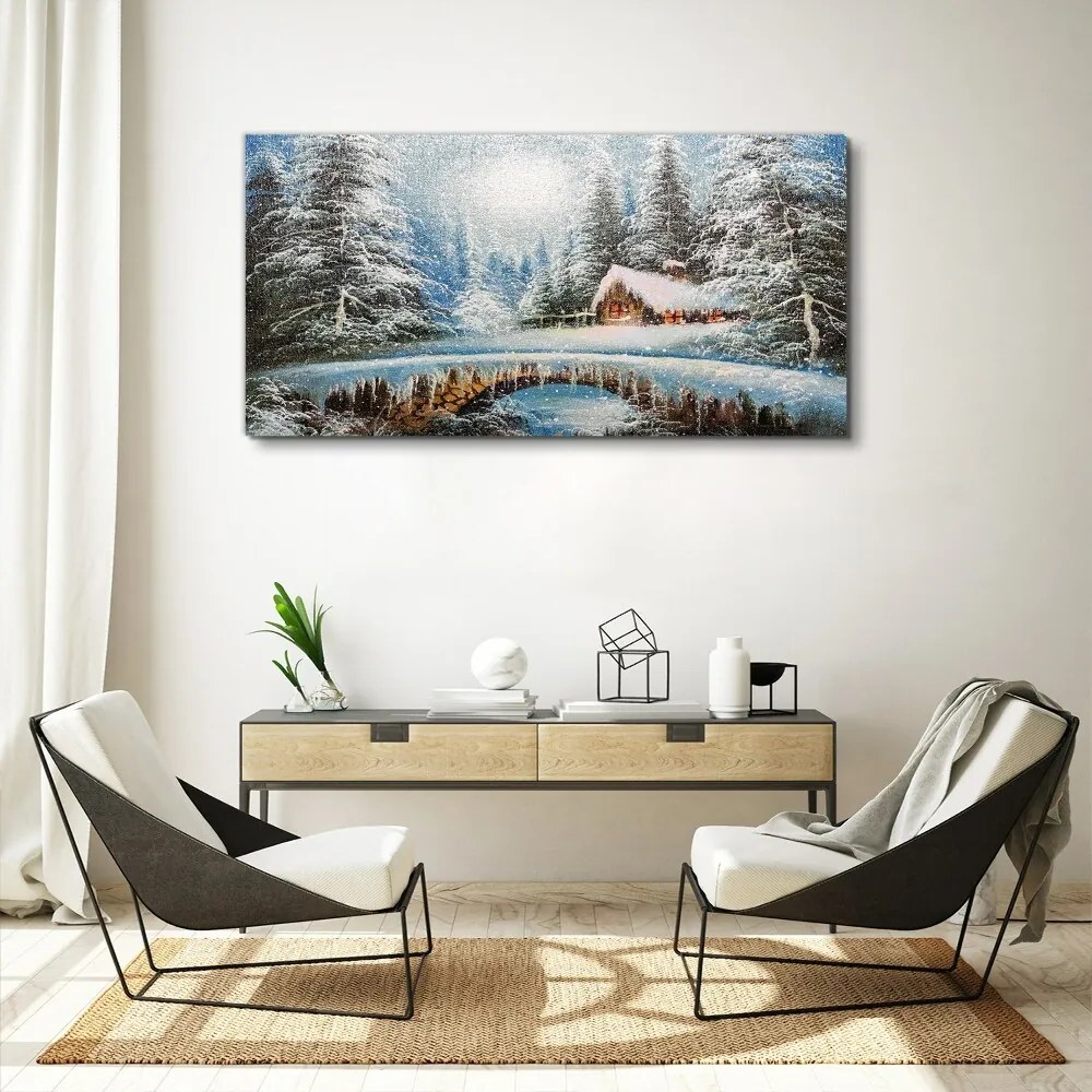 Tablou canvas Iarna Zăpadă Pădure Natura
