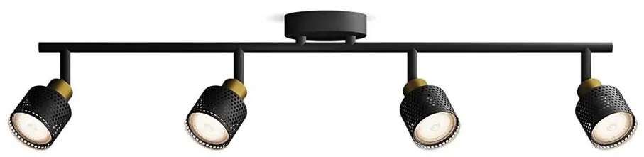 Spot Philips NIALL 4xGU10/5W/230V negru/alamă