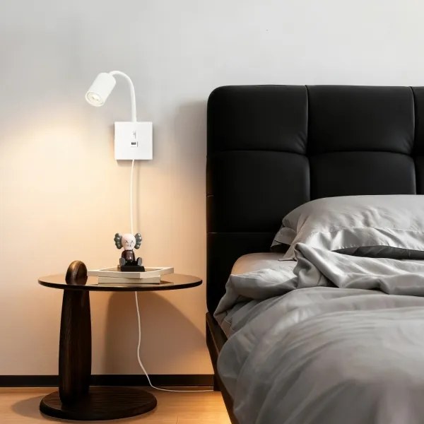 Immax 08296L - Lampă de perete cu USB PUNTO 1xGU10/9W/230V albă