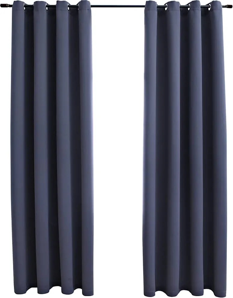 vidaXL Draperii opace cu inele metalice, 2 buc, antracit, 140 x 225 cm