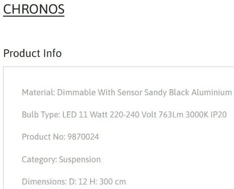 Pendul LED design minimalist CHRONOS negru