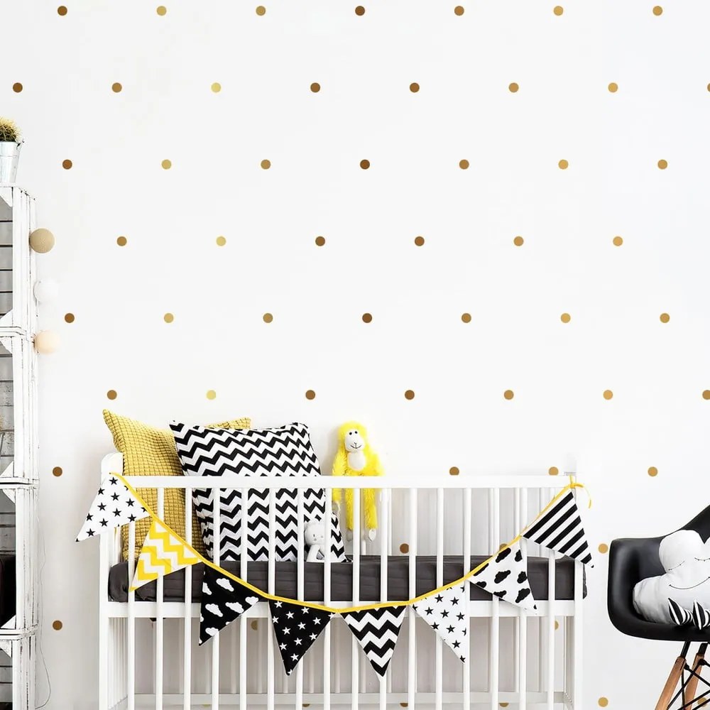 Set 100 autocolante aurii pentru perete Ambiance Golden Points