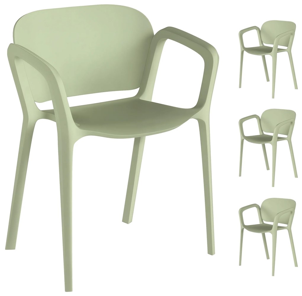 Outsunny Set de 4 Scaune Suprapozabile pentru Grădină, 60x56x75 cm, Verde | Aosom Romania