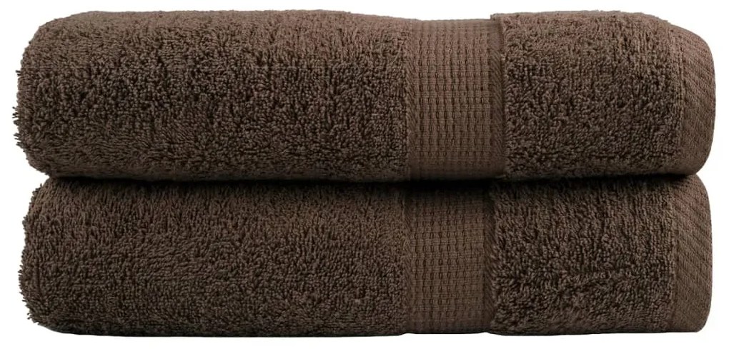 vidaXL Prosoape de baie premium SOLUND 2 buc maro 100x150cm 600gsm