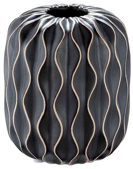 Vaza Flutto, ceramica, negru, 11.5x13.5x11.5 cm