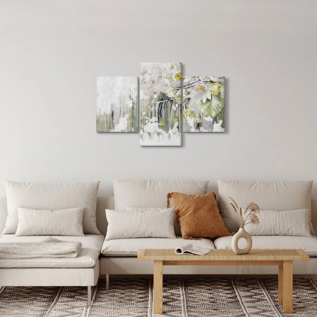 Tablou - Flori albe, vintage (90x60 cm)