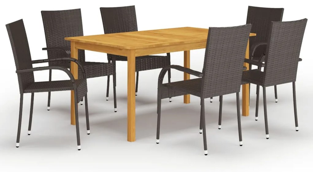 vidaXL Set mobilier de grădină, 7 piese, maro