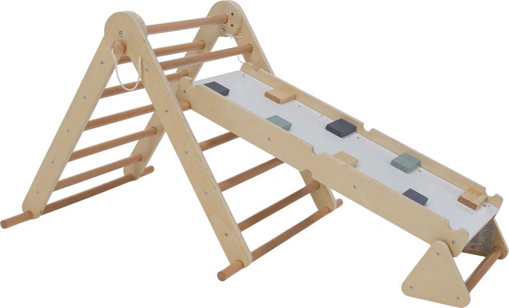 Montessori Triunghiul Pikler 3în1, natural/mix de culori, OPRIN