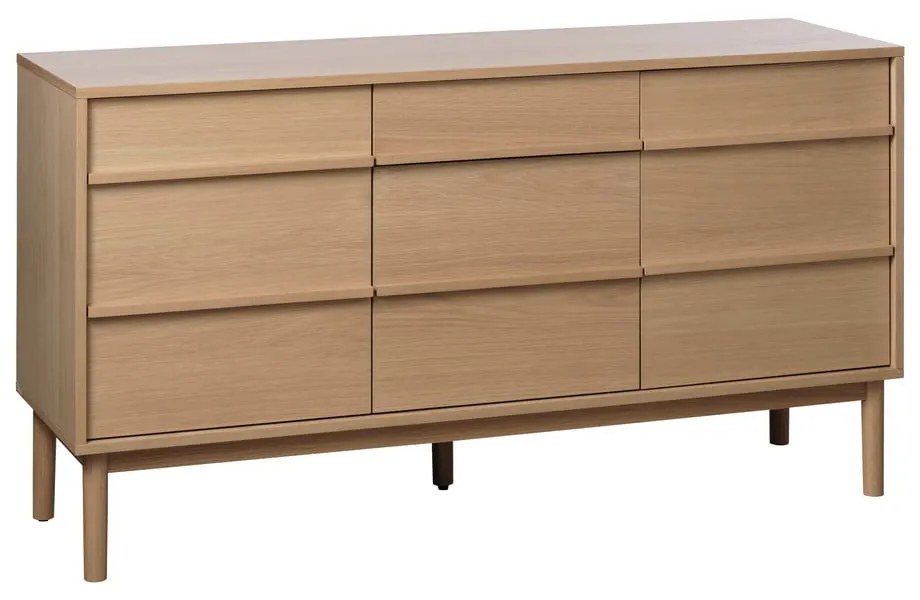 Comodă joasă cu aspect de lemn de stejar 75x140 cm Ponza – Unique Furniture