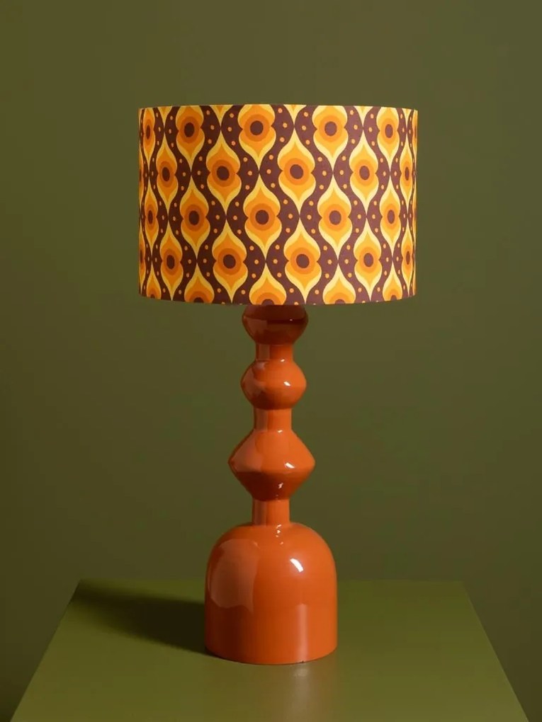 Lampa de masa portocalie din metal , cu abajur din bumbac , "Groovy"