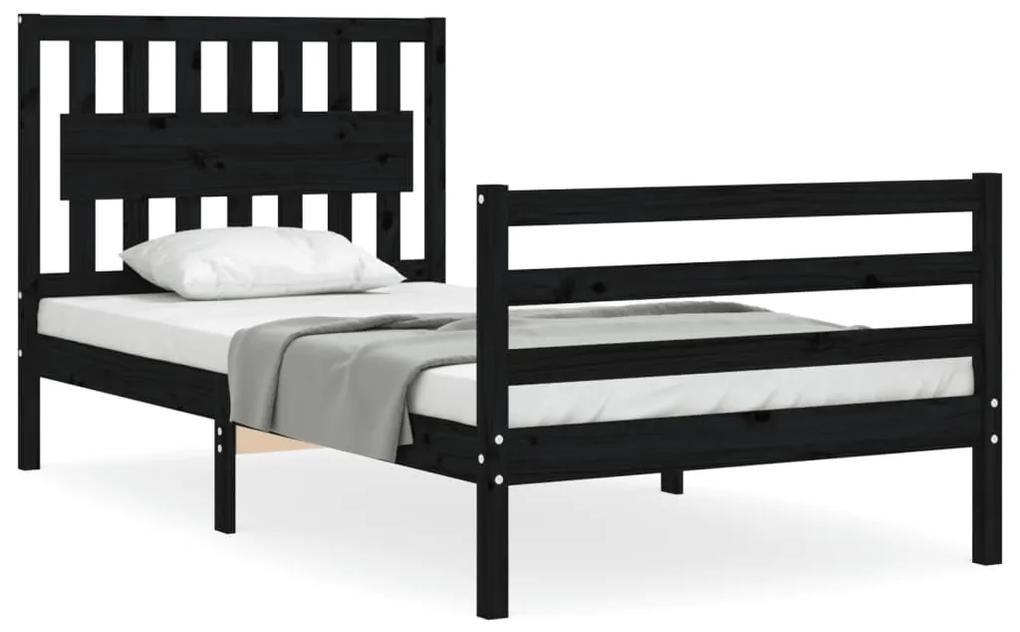 3194305 vidaXL Cadru de pat cu tăblie, negru, 100x200 cm, lemn masiv