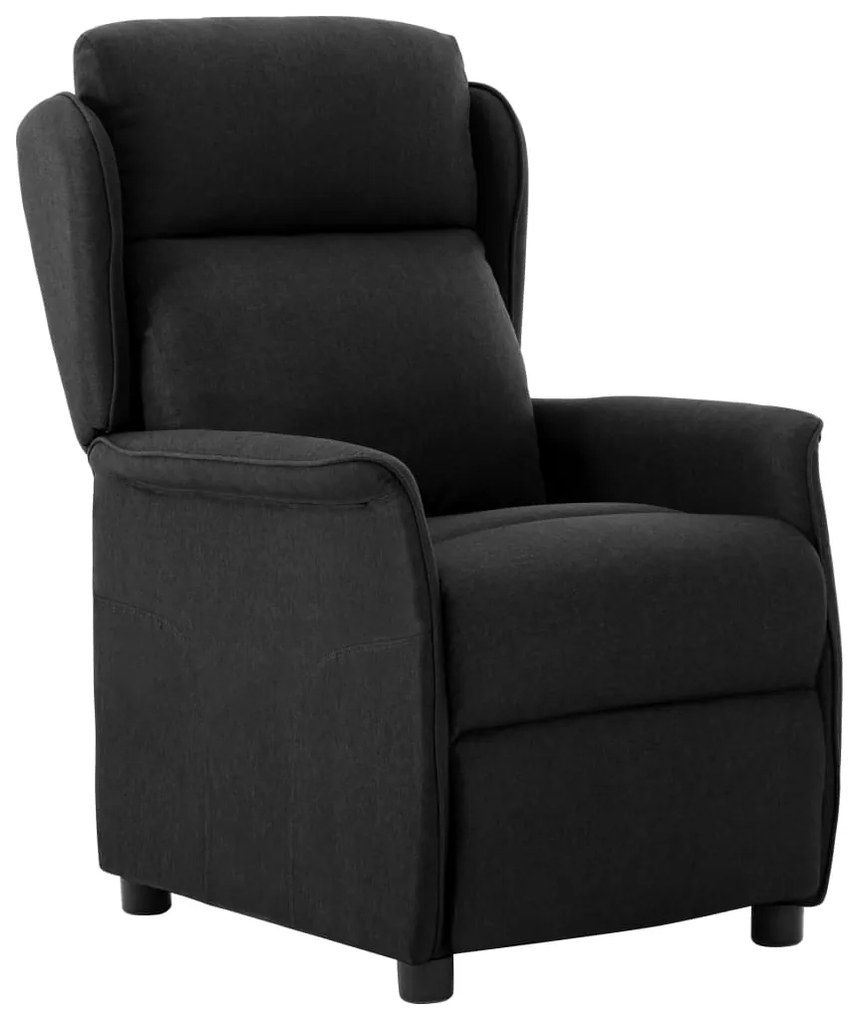 289778 vidaXL Fotoliu rabatabil, negru, material textil