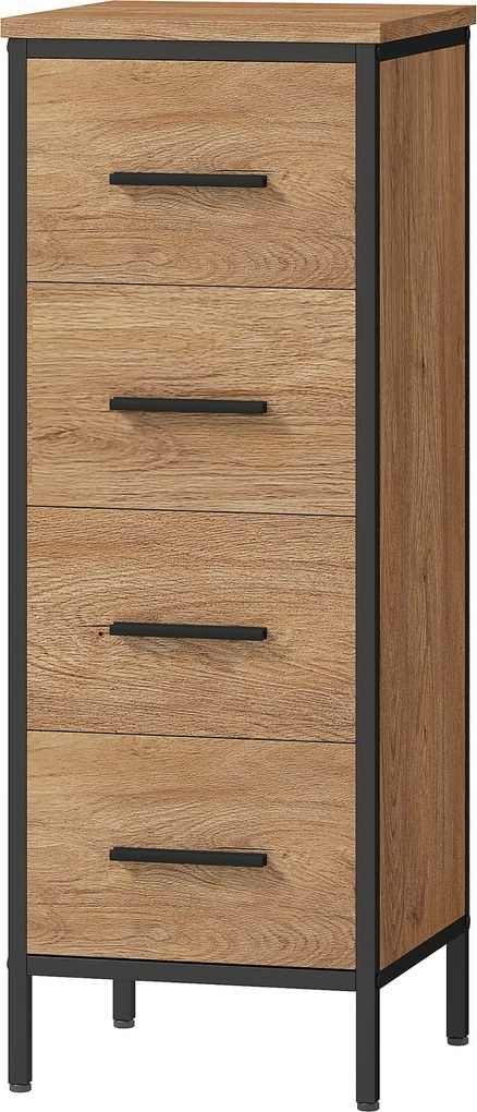 HOMCOM Dulap de baie, 4 sertare, compact, stil industrial, PAL, metal | Aosom Romania