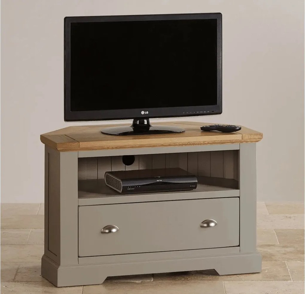 Comodă TV lemn masiv gri de Colț Ives Personalizabilă, 96 × 50 × 62 cm
