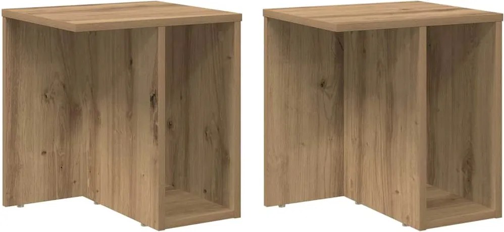 vidaXL Masă laterală 2 pcs Stejar Artizanal 37 x 32 x 40 cm