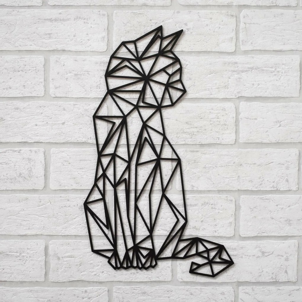 DUBLEZ | Tablou geometric din lemn - Pisica