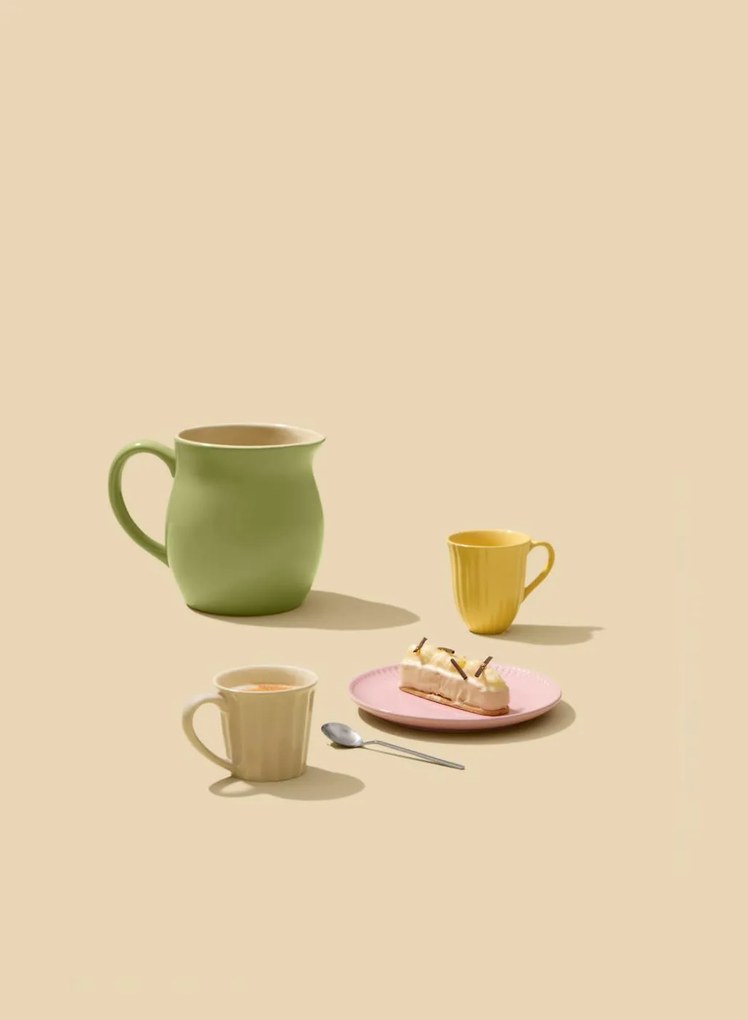 Cana din ceramica galbena cu caneluri MYNTE LEMONADE