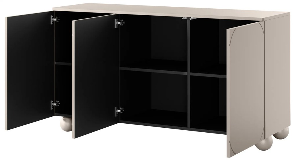 Comodă cu trei uși pe picioare rotunde Sonatia II 150 cm - cașmir