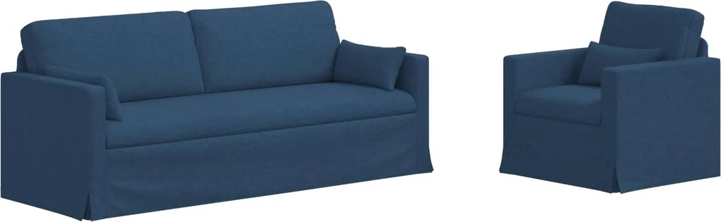 vidaXL Set de canapea 2 pcs albastru 198 x 78 x 80 cm țesătură