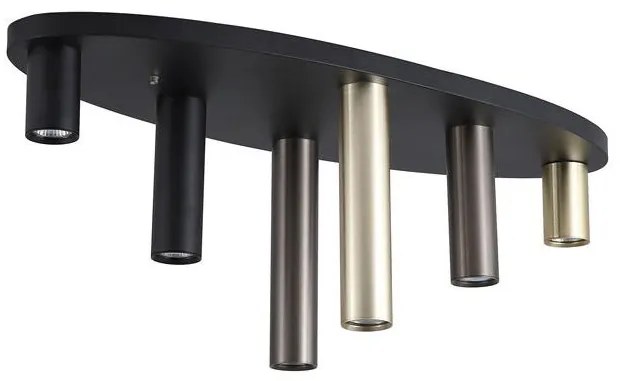Plafoniera neagra cu 6 spoturi GU10 Tubes