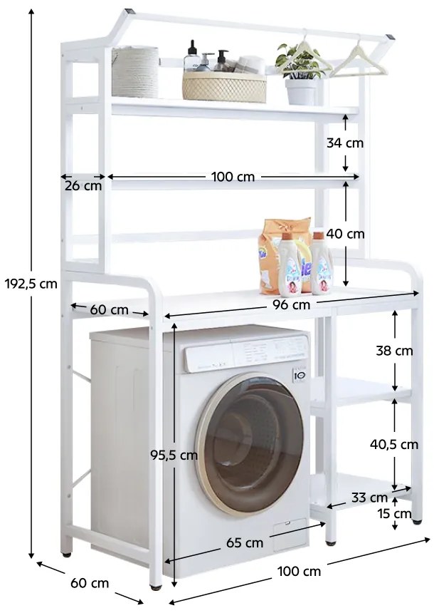 Raft deasupra mașinii de spălat JABIR, alb