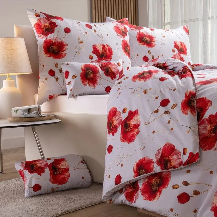 decoDoma Lenjerie de pat din microfibră POPPIES pat simplu