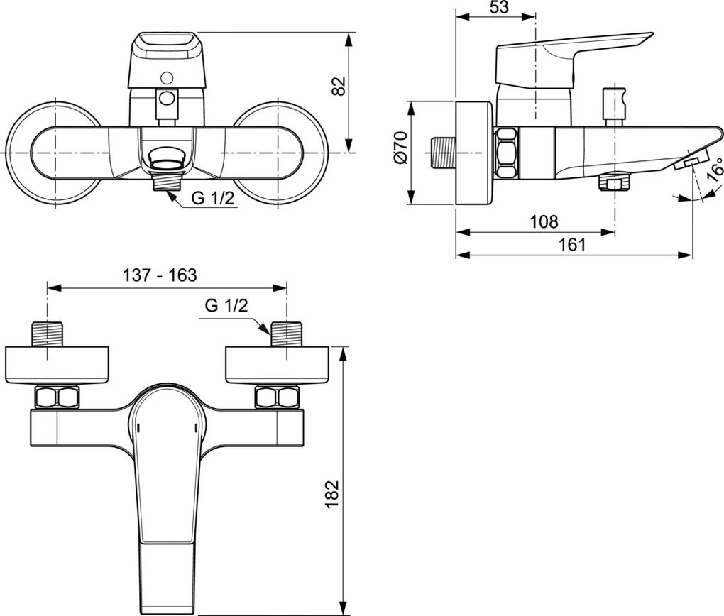 Baterie cada si dus monocomanda Ideal Standard Tesi, A6583AA