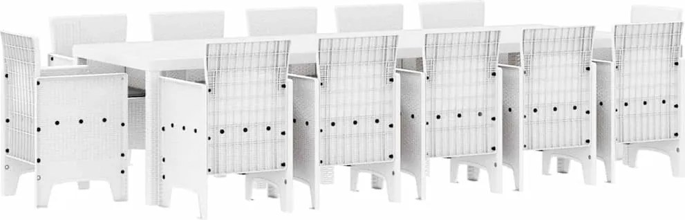 vidaXL Set de masă pentru grădină 13 pcs Alb Rattan sintetic și metal