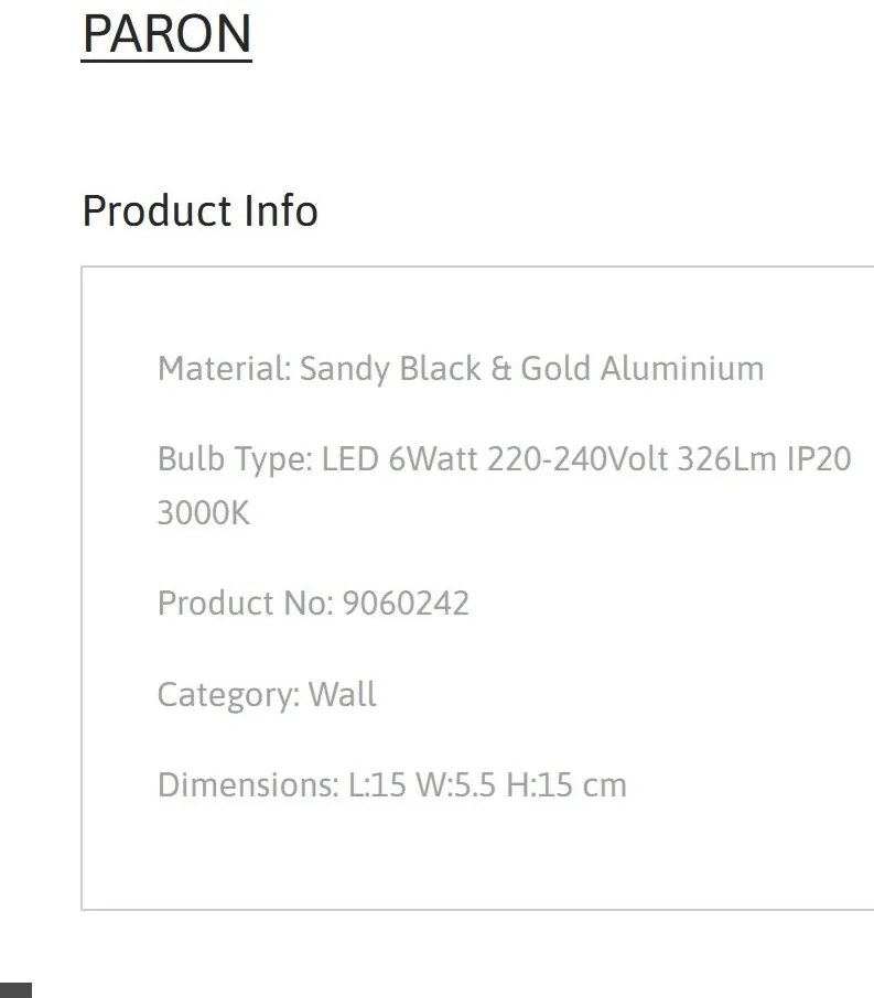 Aplica Spot LED stil minimalist PARON negru/auriu, NVL-9060242