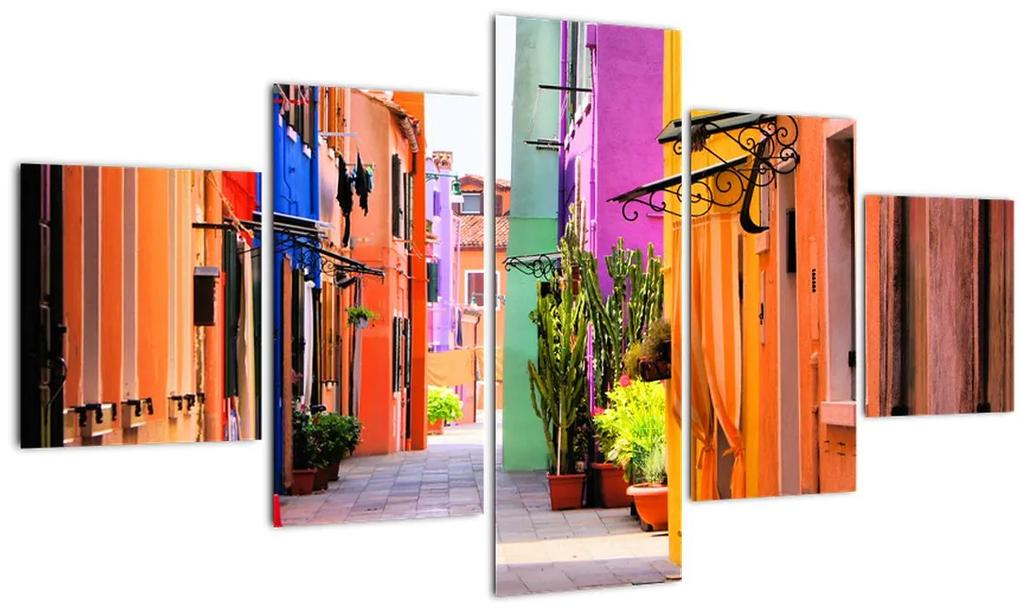Tablou cu străduță colorata italiană (125x70 cm), în 40 de alte dimensiuni noi