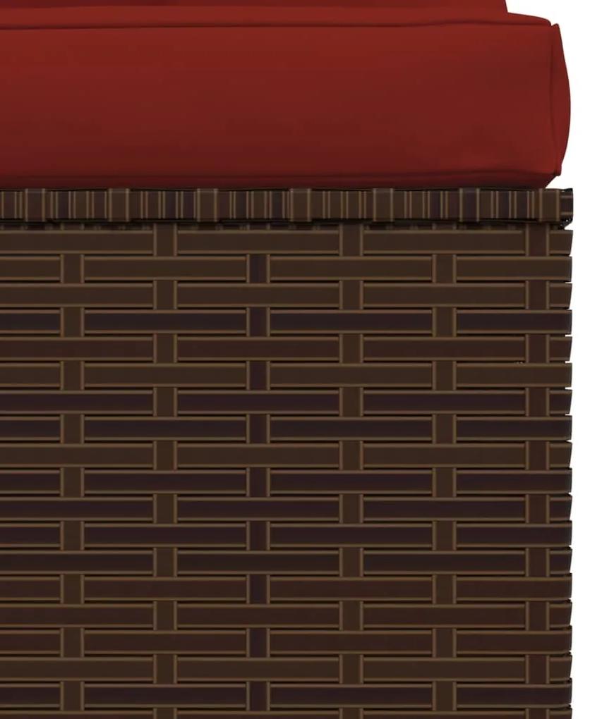 Canapea de mijloc de gradina cu perne ,maro,poliratan 1, maro si rosu scortisoara, canapea de mijloc