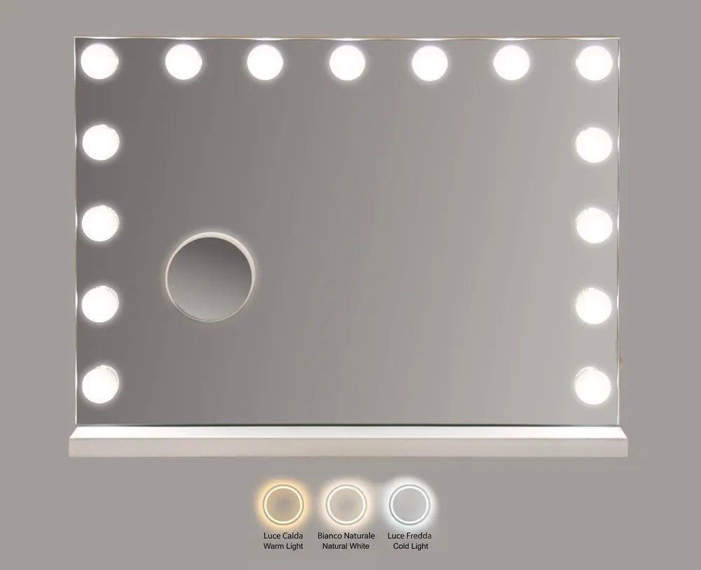 Oglindă de perete cu led/cu raft 55x43 cm Hollywood – Mauro Ferretti