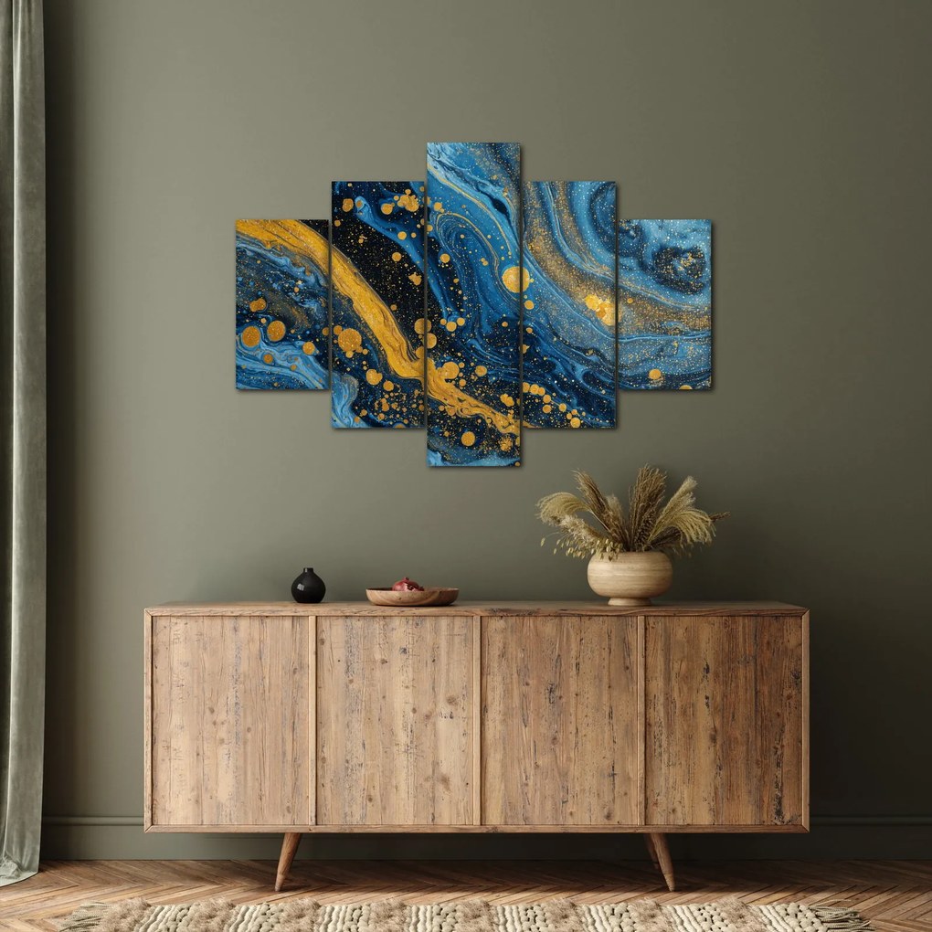 Tablou - Abstracție albastră cu aur (150x105 cm)