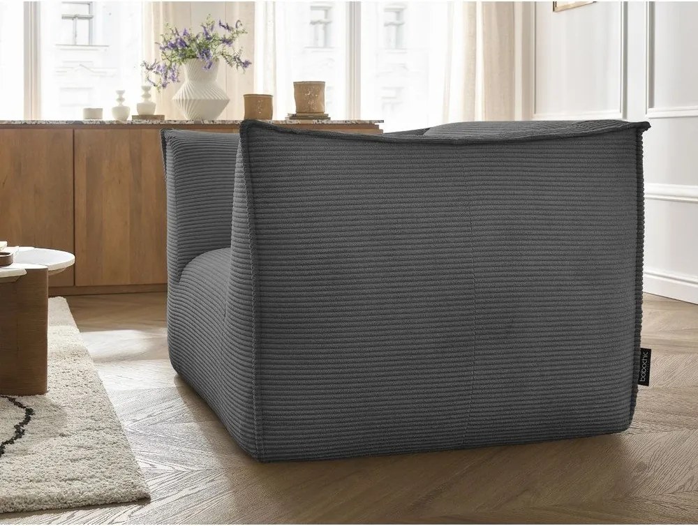 Fotoliu gri închis cu tapițerie din catifea reiată Giorgia – Bobochic Paris