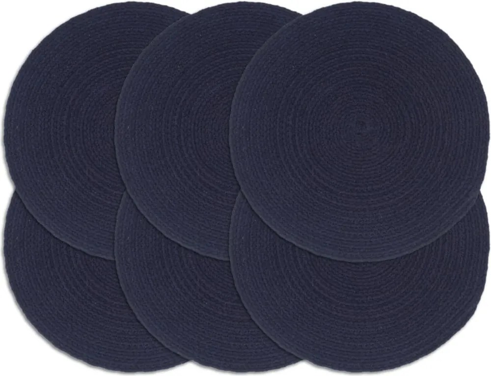 vidaXL Naproane, 6 buc., bleumarin, 38 cm, bumbac, rotund