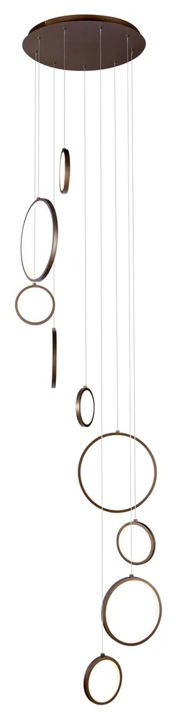 Lampă suspendată de design bronz închis cu 9 lumini, incl. LED, cu dimmer în 3 trepte - Vide Anella