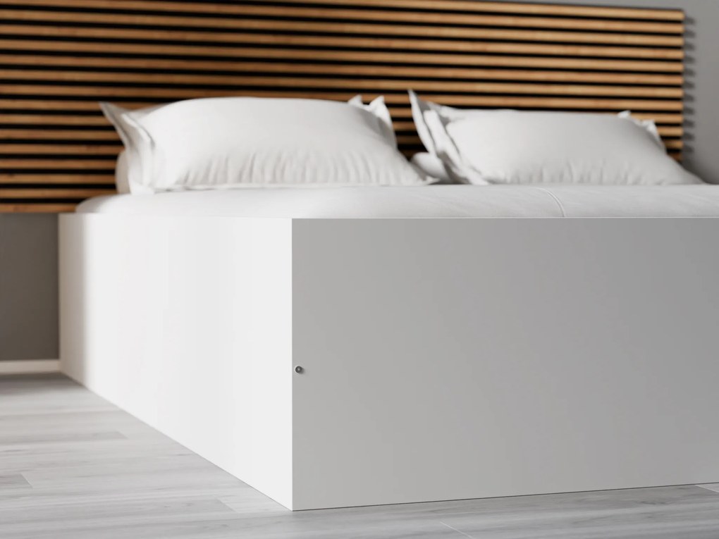 Pat BELLA 140 x 200 cm, alb Saltele: Cu saltele Coco Maxi 20 cm, Somiera pat: Cu lamele curbate