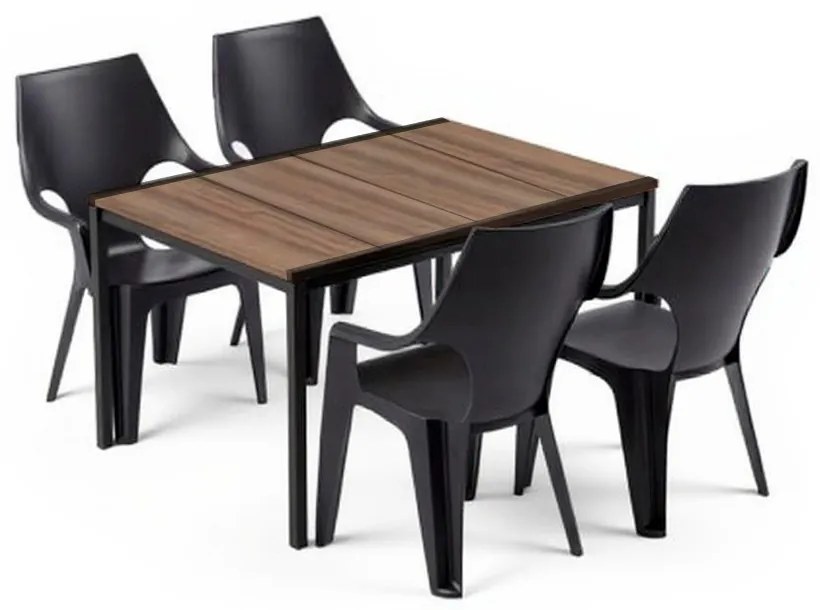 Parker 4+1 kerti bútor garnitúra szett dió-grafit