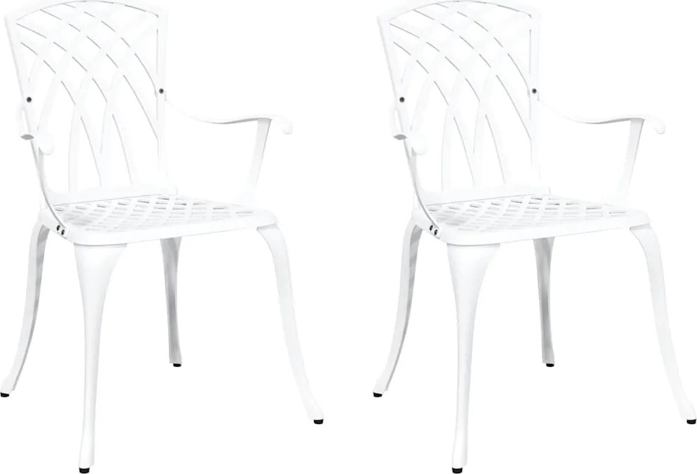 vidaXL Scaun pentru Grădină 2 pcs Alb 53 x 51 x 88,5cm Aluminiu