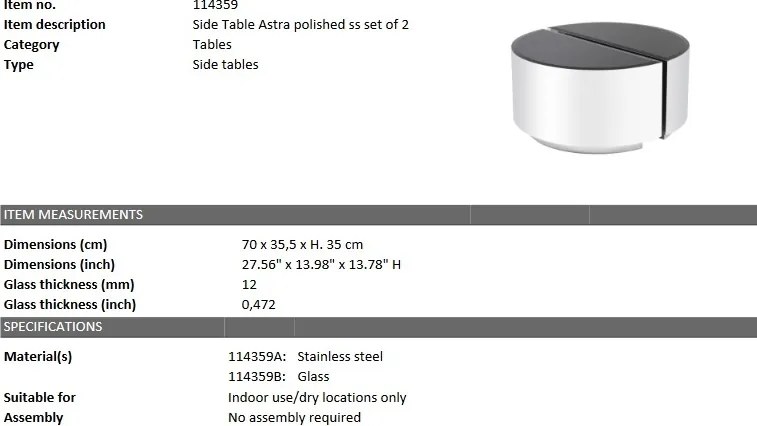 Set 2 masute laterale design elegant LUX Astra, argintiu-negru 114359 HZ