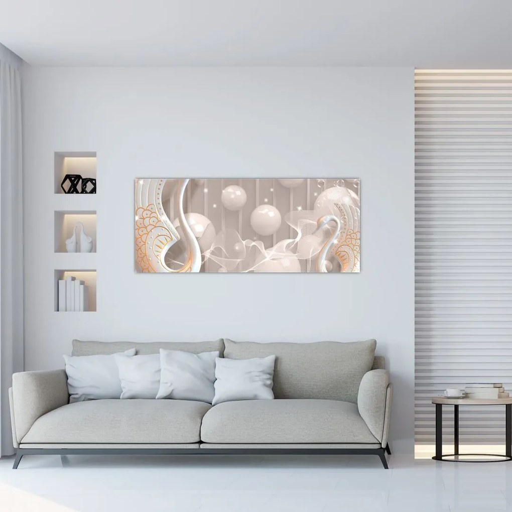 Tablou - Lebede fermecate (120x50 cm)