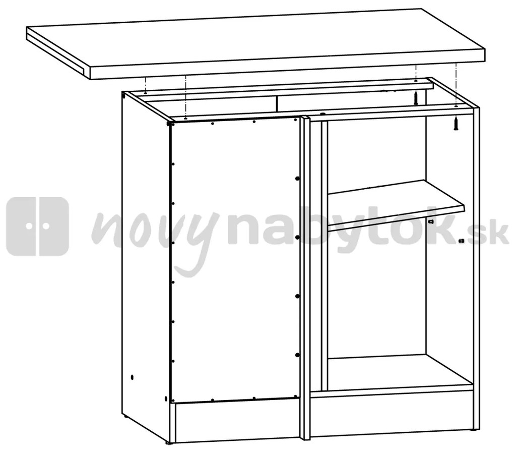 Dulap inferior de bucătărie, de colț Junona line DNW/100/82/L (Stejar sonoma + Wenge). 742471