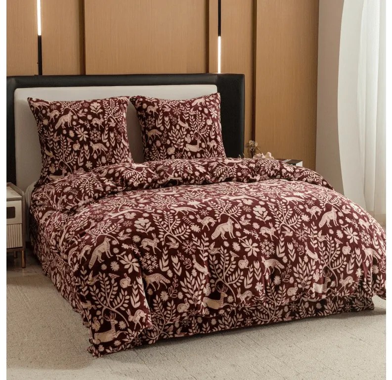 Lenjerie cocolino FOREST ANIMALS vinove Dimensiune lenjerie de pat: 70 x 90 cm | 140 x 200 cm