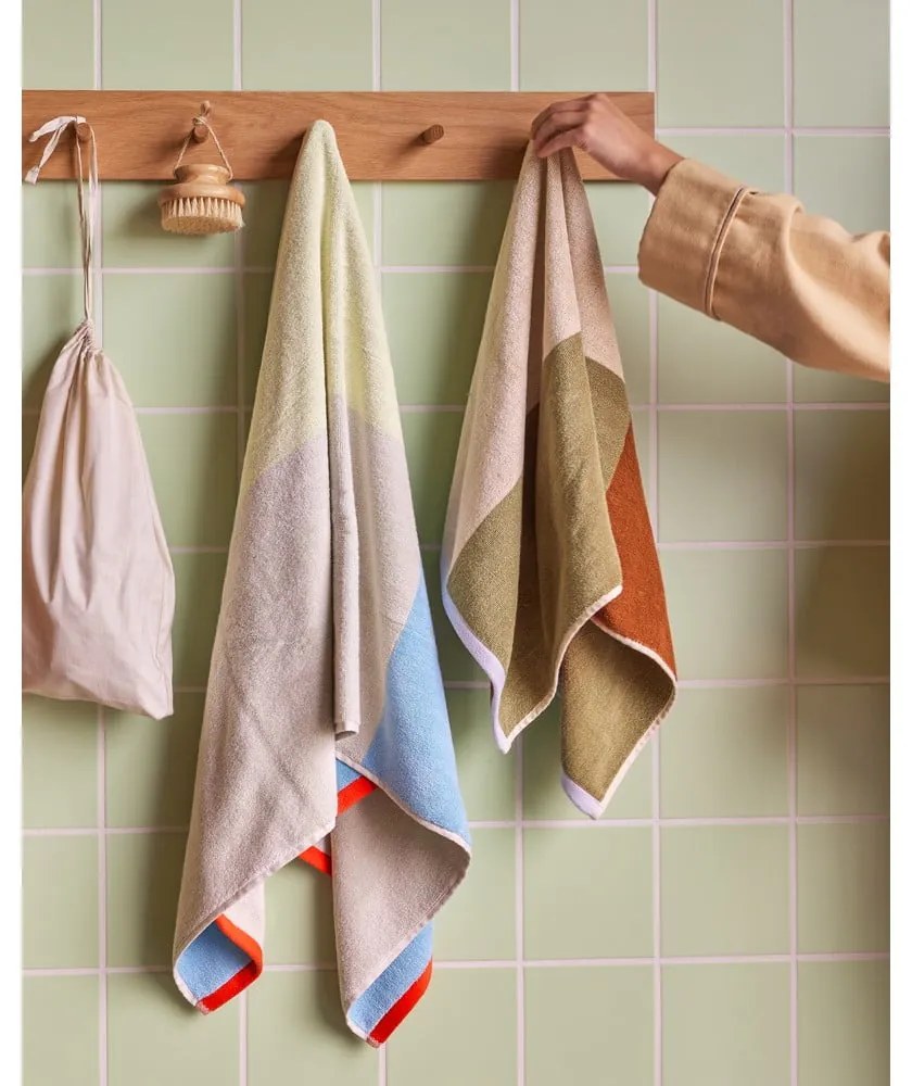 Prosop albastru din bumbac din frotir 70x140 cm Block – Hübsch