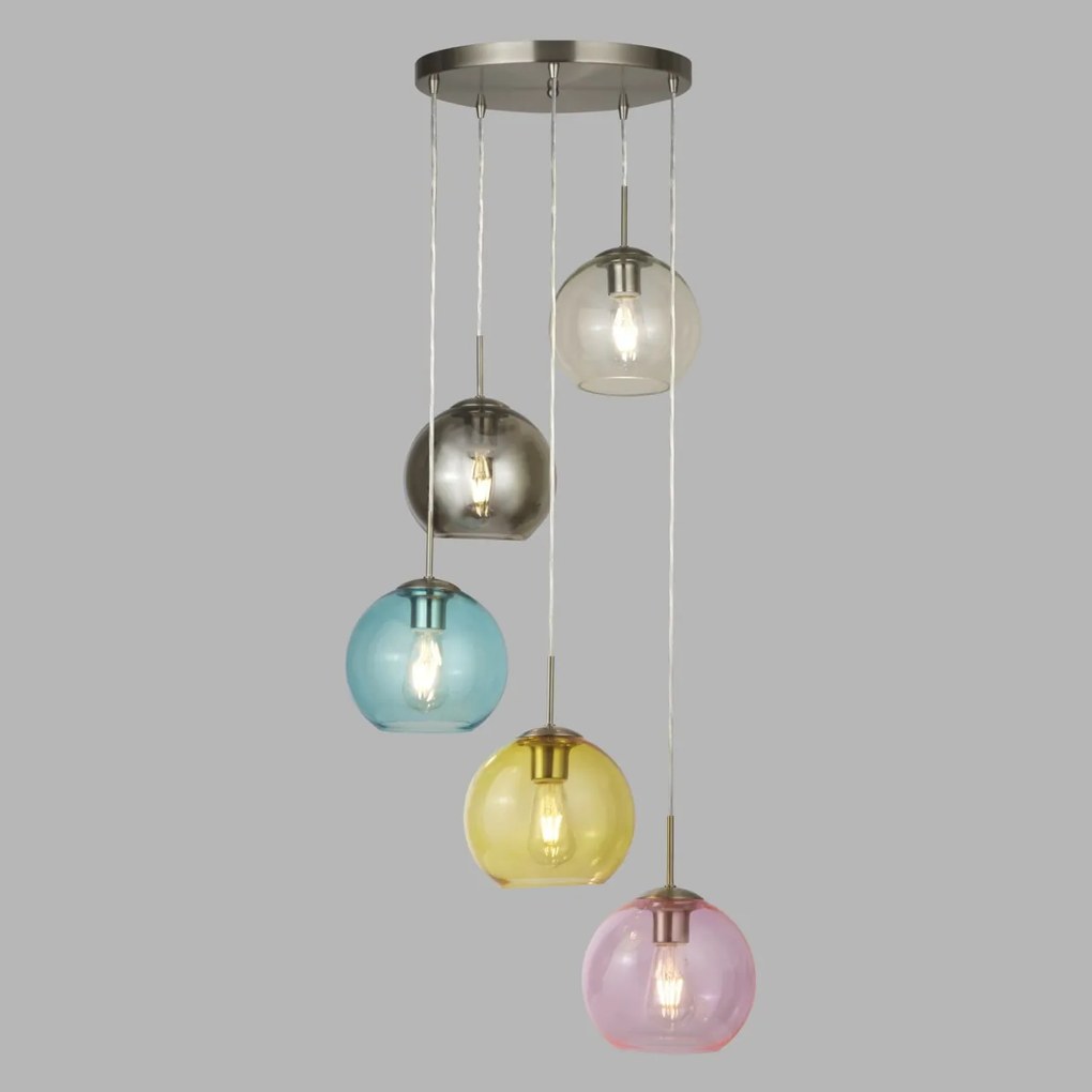 Lustra moderna suspendata design multicolor Mardi Gras 8135-5SS SRT