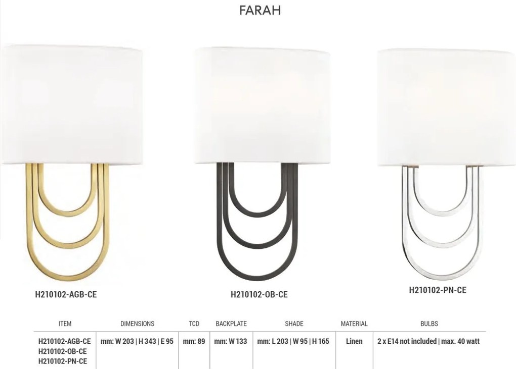 Aplica de perete design modern FARAH nichel lucios