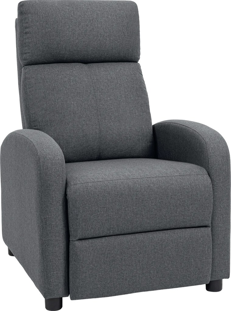 HOMCOM Fotoliu Relax și Reclinabil la 135° cu Suport de Picioare în Material Textil, 69x87x100.5 cm, Gri | Aosom Romania