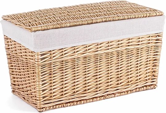 Cos depozitare din lemn de salcie cu husa textil natur alb Arlette 59 cm x 34 cm x34 h