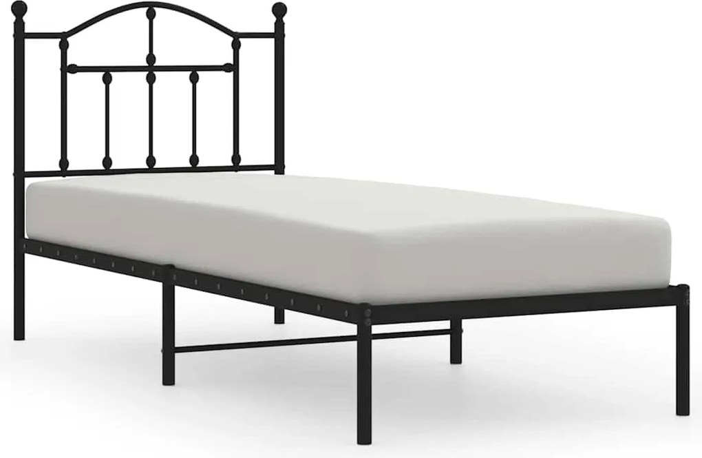vidaXL Cadru de pat metalic cu tăblie, negru, 80x200 cm