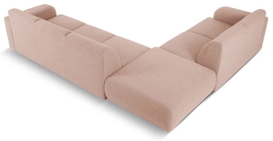 Colțar roz cu tapițerie din stofă bouclé (colț stânga) Molino – Micadoni Home